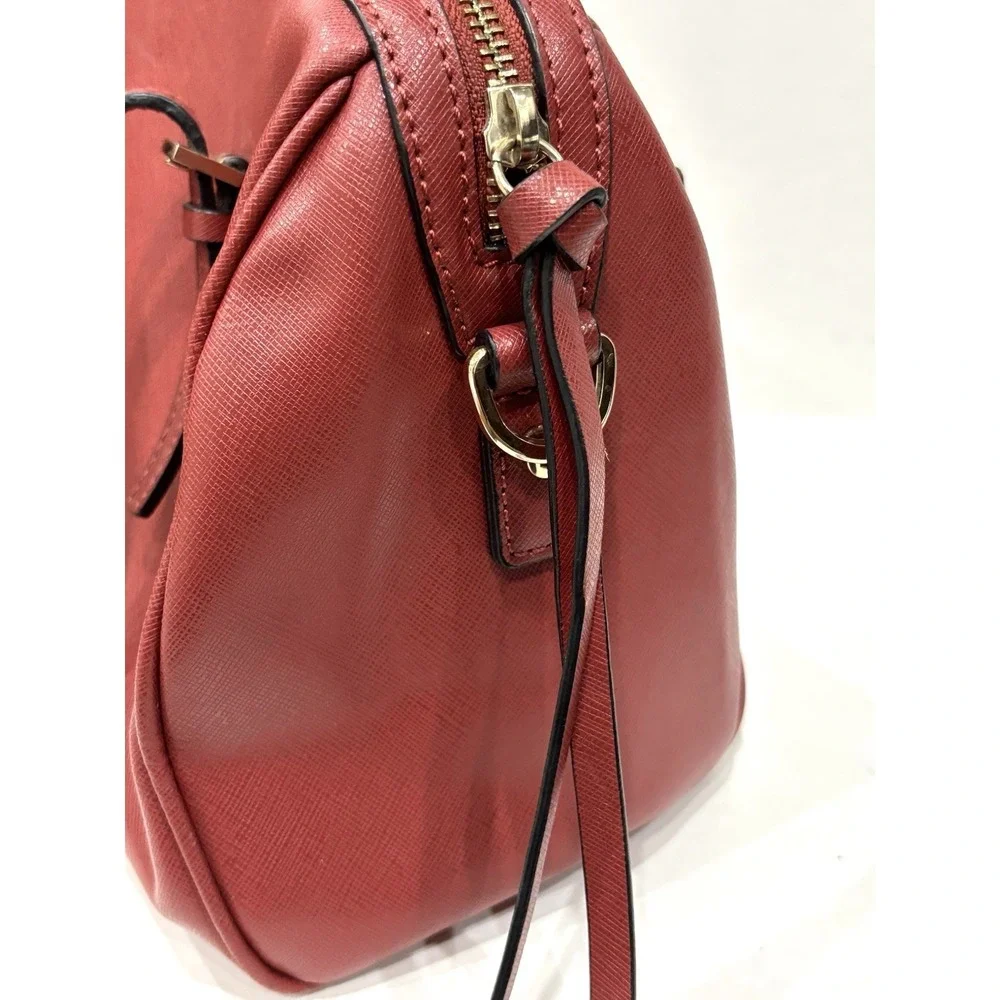 Coccinelle Red Saffiano Leather Satchel Tote Bag Gold Hardware Italy EUC